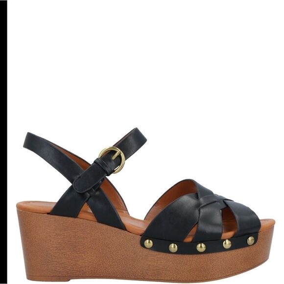 CITYCLASSIFIED ANKLE STRAP ADJUSTABLE BUCK CRISSCROSS OPEN TOE WEDGE SANDAL - Picture 16 of 16